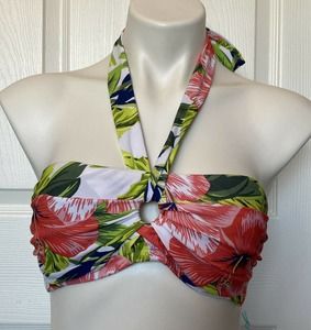 Kona Sol Women's Keyhole Bandeau Halter Bikini Top M (8-10)